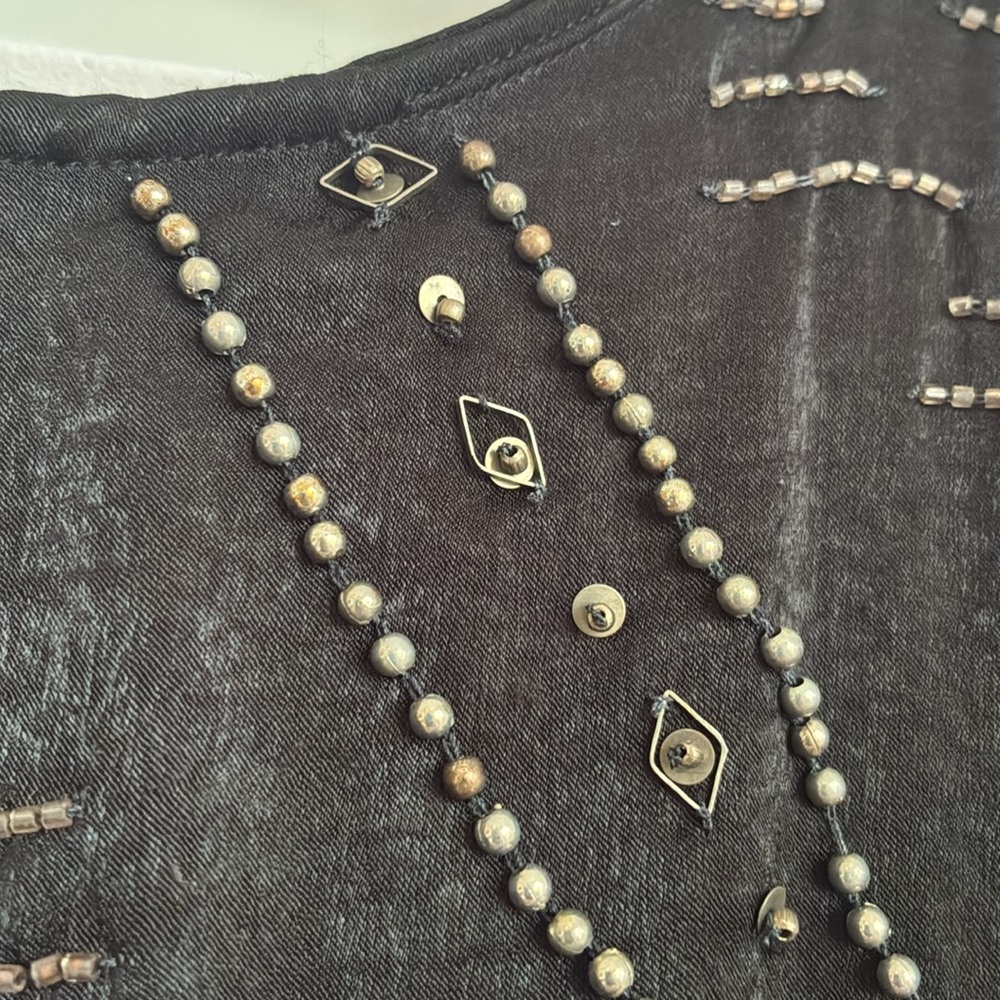 Free People Shine Like The Stars Beaded Mini Dress Size M - Picture 7 of 14